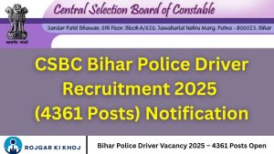 Bihar Police Driver Vacancy 2025 – 4361 Posts Open