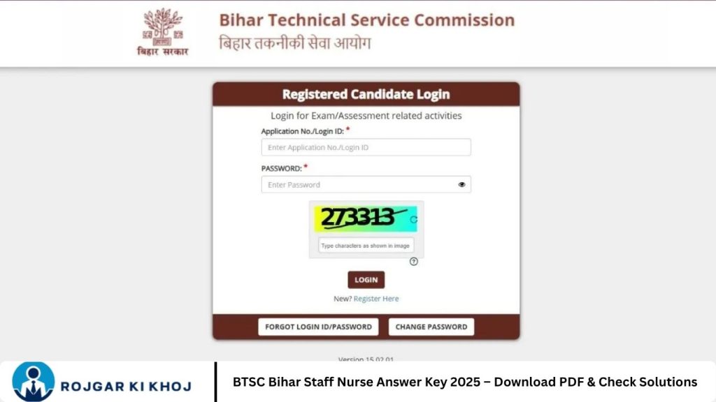 BTSC Bihar Staff Nurse Answer Key 2025 – Download PDF & Check Solutions