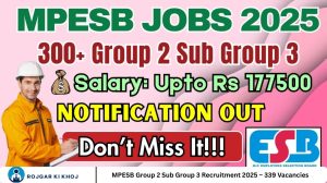 MPESB Group 2 Sub Group 3 Recruitment 2025 – 339 Vacancies