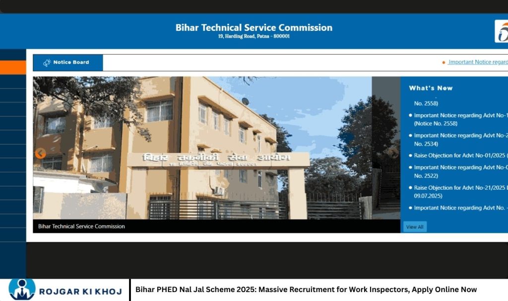 Bihar PHED Nal Jal Scheme 2025: Massive Recruitment for Work Inspectors, Apply Online Now