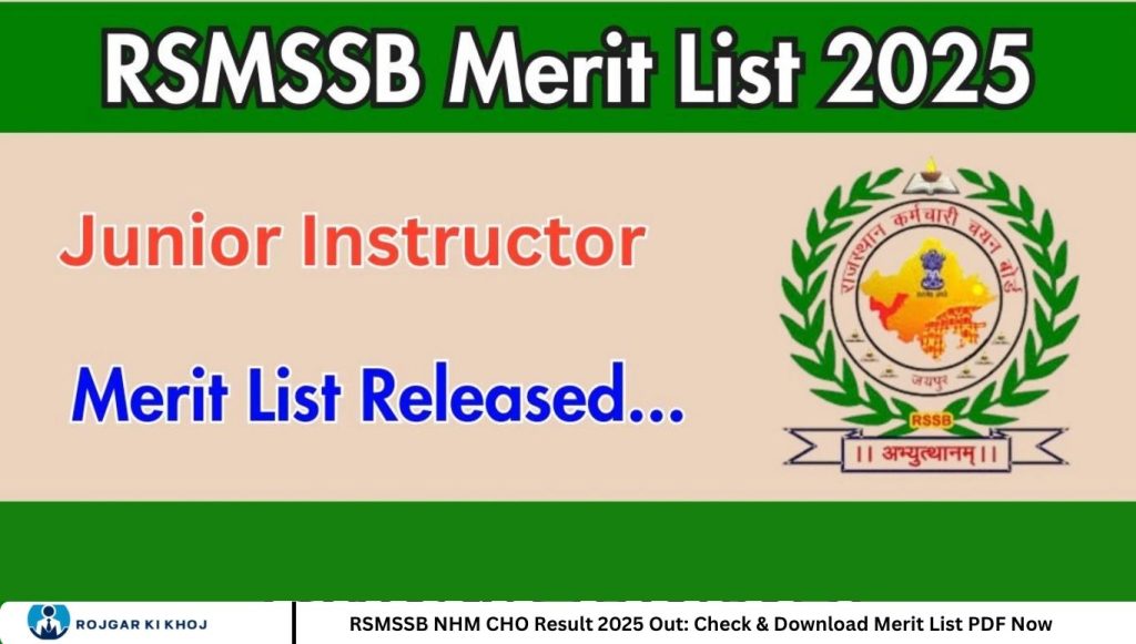 RSMSSB NHM CHO Result 2025 Out: Check & Download Merit List PDF Now