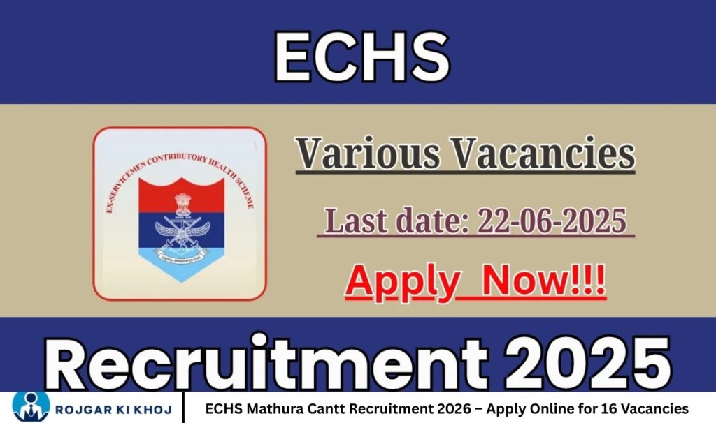 ECHS Mathura Cantt Recruitment 2026 – Apply Online for 16 Vacancies