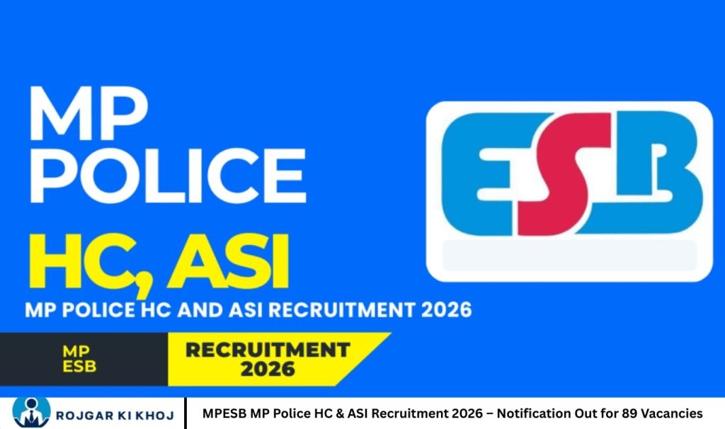 MPESB MP Police HC & ASI Recruitment 2026 – Notification Out for 89 Vacancies