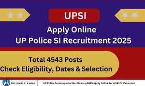 UP Police Sub-Inspector Notification 2025 Apply Online for 4,543 SI Vacancies