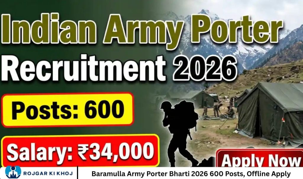 Baramulla Army Porter Bharti 2026 600 Posts, Offline Apply