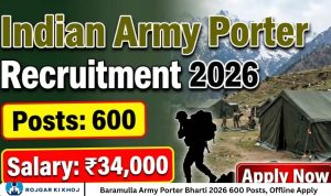 Baramulla Army Porter Bharti 2026 600 Posts, Offline Apply