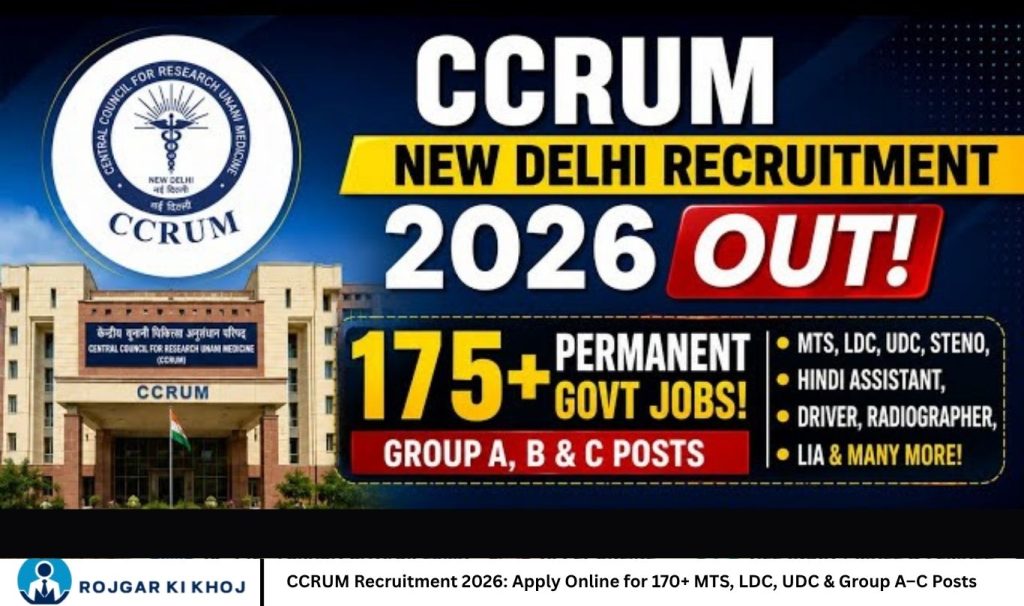 CCRUM Recruitment 2026 Apply Online for 170+ MTS, LDC, UDC & Group A–C Posts