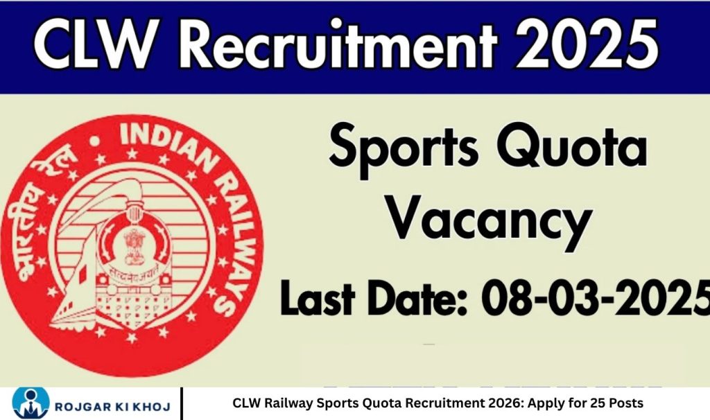CLW Railway Sports Quota Recruitment 2026 Apply for 25 Posts