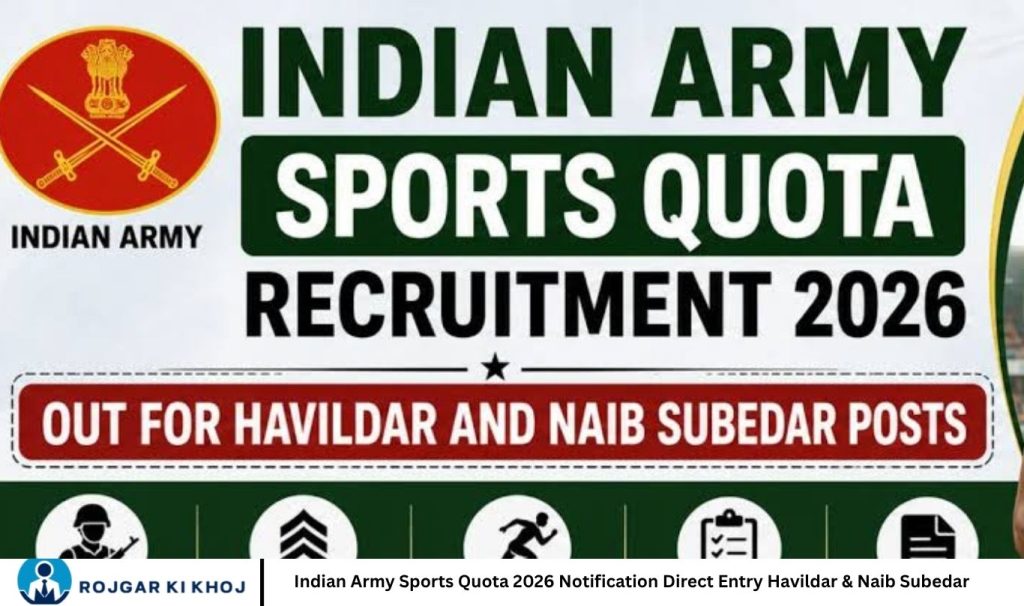 Indian Army Sports Quota 2026 Notification Direct Entry Havildar & Naib Subedar