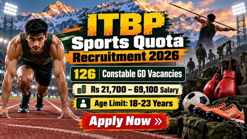ITBP Constable GD Sports Quota Recruitment 2026: 126 Posts